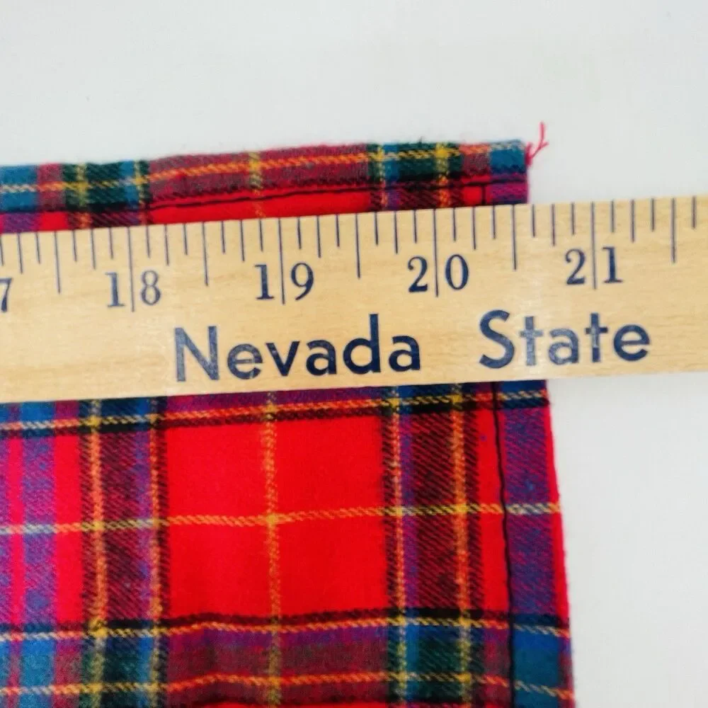 Vtg Sunbelt of California Plaid Bandana Pocket Square Embroidered Border 21x21